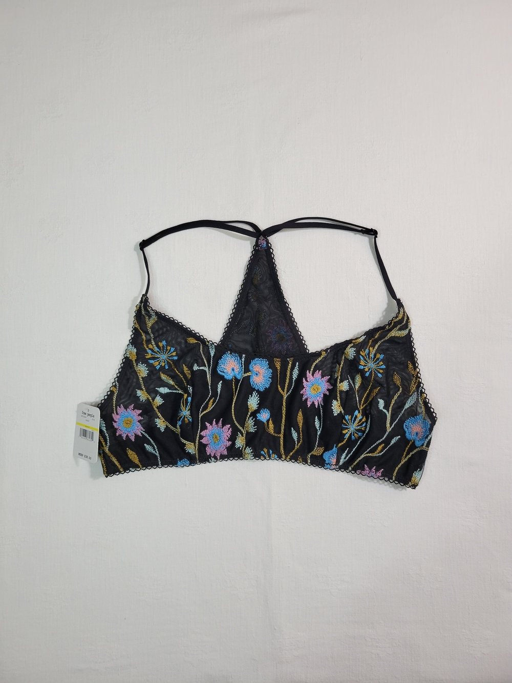Intimately Free People (Women's M) Black Floral Embroidered Sheer Bralette